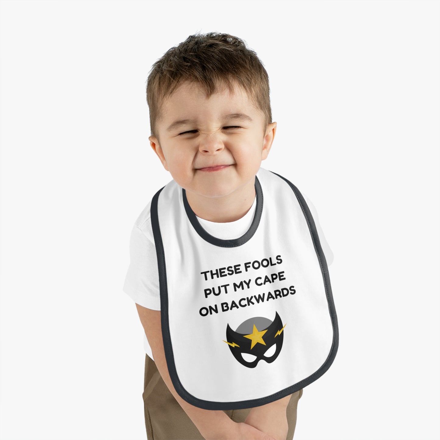 “Backwards Cape” Superhero Baby Bib