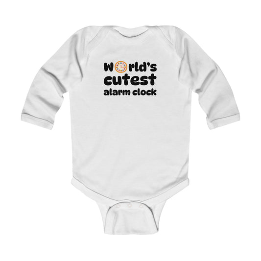 “World’s Cutest Alarm Clock” Baby Bodysuit Long Sleeve