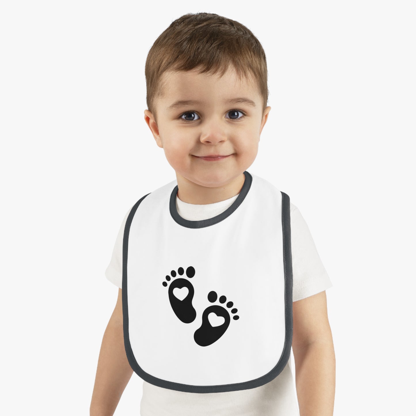"Baby Footprints with Hearts" Bib