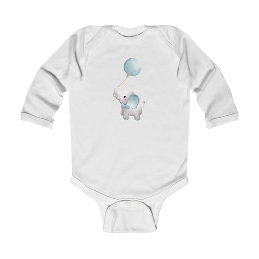 "Elephant with Balloon" Long Sleeve Bodysuit