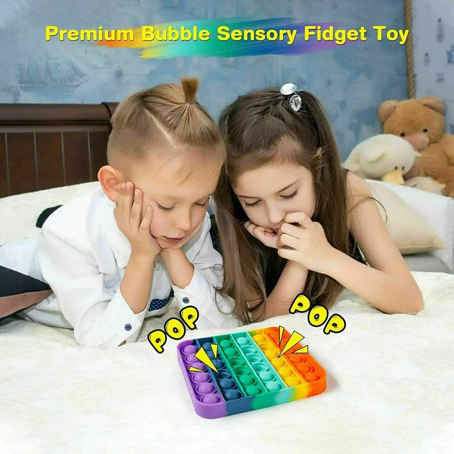 Popit Fidget Toy Push Bubble Sensory Stress Relief Kids Family Games Square Game